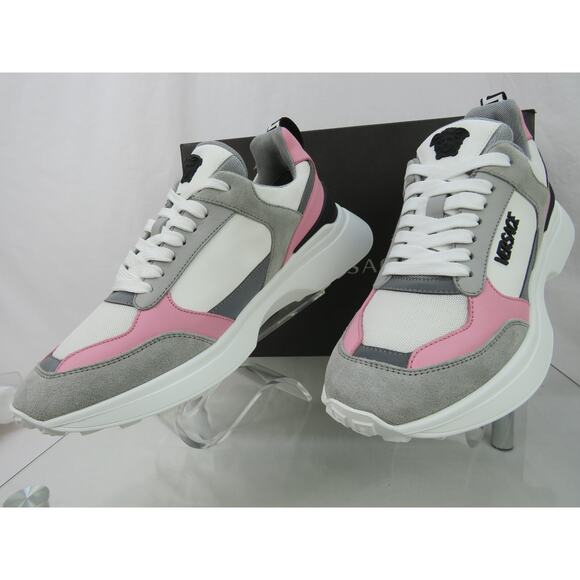 VERSACE SPLENDOR PINK WHITE LEATHER MEDUSA HEAD LOW TOP PLATFORM SNEAKERS 39 9 - Picture 5 of 12